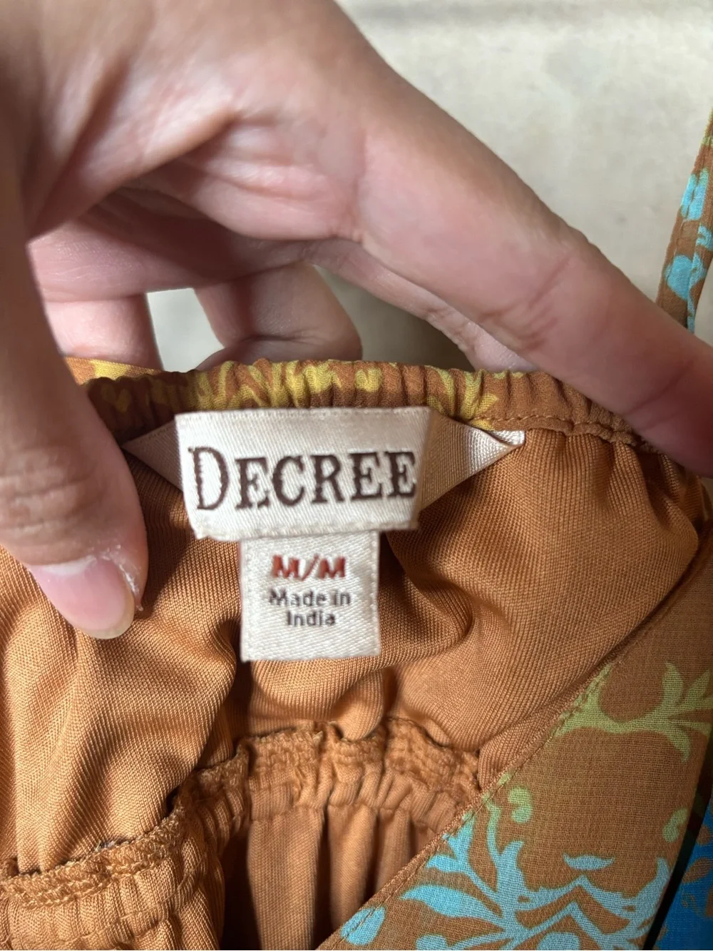 Decree Brown Multi-Color V-Neck High-Low Maxi Dress